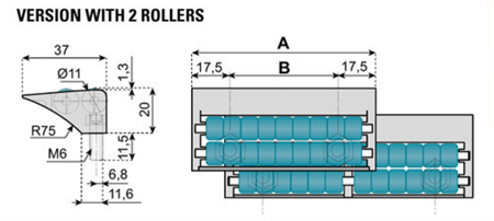 Transfer plate 2-rollers B=85